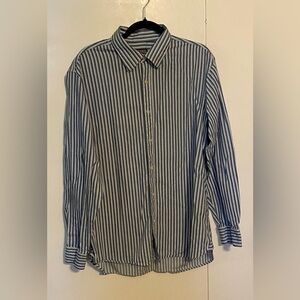 Michael Kors blue/black pin striped men’s button down shirt, XL